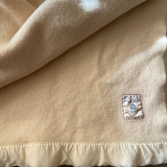 Pure Virgin Wool Blanket Eaton Cream Vintage - Picture 1 of 7